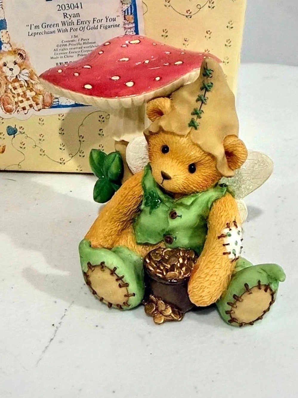 Cherished Teddies Ryan I'm Green With Envy For You Figurine Green & Red with Box